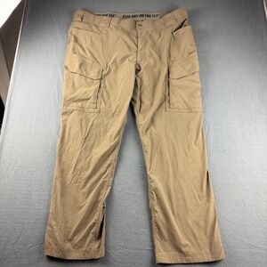 Duluth Trading Co Flex Dry On The Fly Cargo Pants Mens 44x32 Tan Relaxed Fit